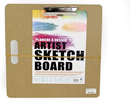 Sketch Board for Artists 18x18” Large Square with Handle, Clip and Elastic Strap