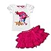 AOVCLKID Trolls Little Girls' 2Pcs Suit Cartoon Shirt and Skirt Set (Rose,110/3-4Y)