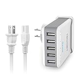 TeckNet 40W 5-Port Desktop USB Wall Charger with BLUETEK Technology, PowerPort 5 for iPhone 7/6S/Plus, iPad Pro/Air 2/Mini, Galaxy S7/S6/Edge/Plus, HTC and More