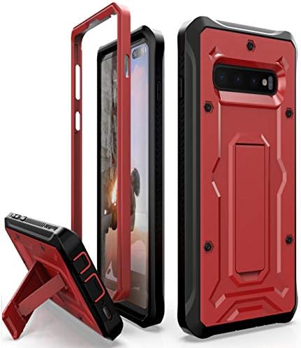 ArmadilloTek Vanguard Designed for Samsung Galaxy S10 Plus Case (2019 Release) Military Grade Full-Body Rugged with Kickstand Without Built-in Screen Protector (Red)
