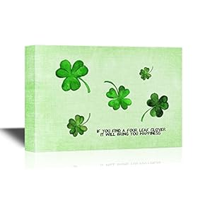 Canvas Wall Art - Clover Leaves Good Luck Concept - Gallery Wrap Modern Home Art | Ready to Hang - 12x18 inches