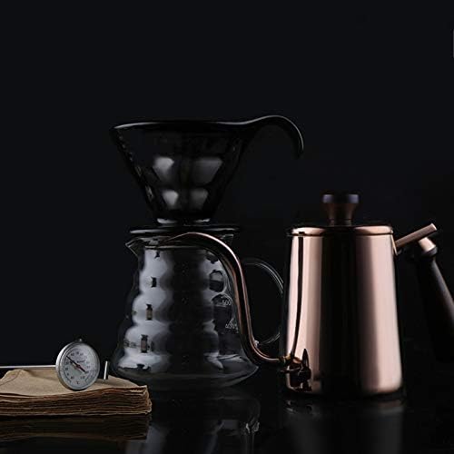 Pour Over Coffee Kettle Set, Stainless Steel Coffee Pour Over Kettle, Ceramic Coffee Server, Ceramic Coffee Dripper/Coffee Filter,Hand Grinder and Thermometer,B4