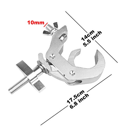 Stage Lighting Clamps for DJ Spot Lighting Aluminum alloy 6061 Lighting Mount Light Hook Heavy Duty 330lb Fit 40-52mm Pipe OD, 10mm Diameter Aperture