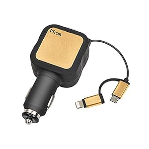 PTron Dynamite 4.8A High Speed Dual USB Port Car Charger with 2 in 1 Cable