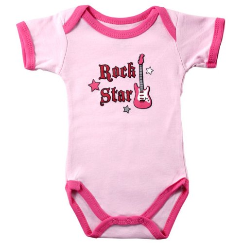 Girl's Pink Rock Star Baby Bodysuit with Guitar 