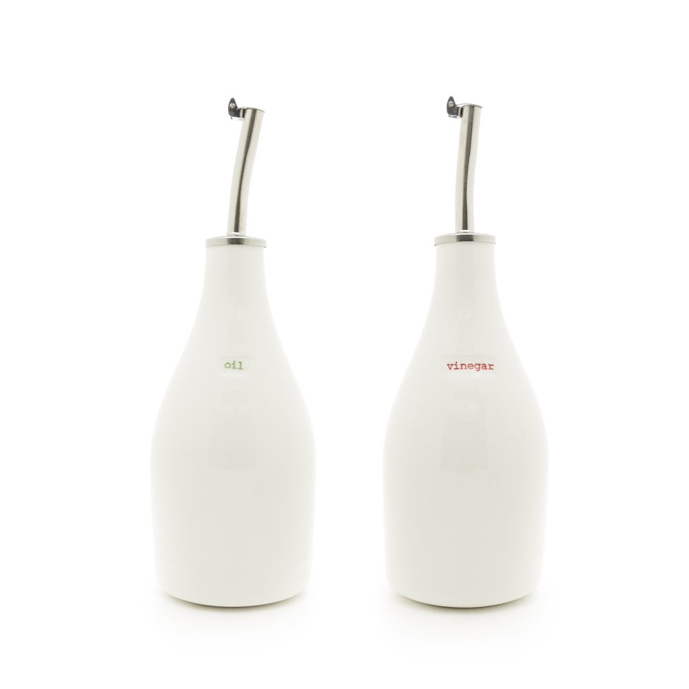 Keith Brymer Jones - Word Range - Ceramic Oil & Vinegar Bottle Set - Gift Boxed - Oil and Vinegar - 300ml