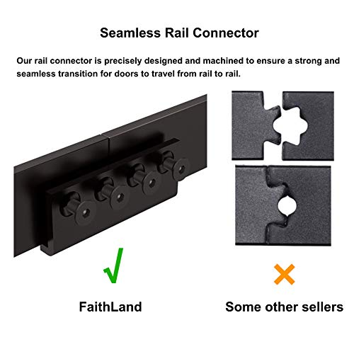 FaithLand 12FT Double Sliding Barn Door Hardware Track Kit for Wood