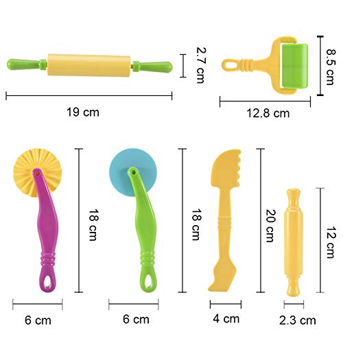 Feeko Dough Tools, 6-Piece Plastic Art Clay and Dough Toy Stroke Modeling Dough Tool for Children Aged 3 and Over