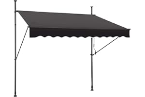 STEELAID Manual Retractable Awning – 78” Non-Screw Outdoor Sun Shade – Adjustable Pergola Shade Cover with UV Protection – 100% Polyester Made Outdoor Canopy – Ideal for Any Window or Door