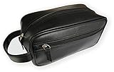 Travel Toiletry Bag/Shave Kit For Men or Women. One large Zippered Pocket For Larger Items and One Side Pocket For Smaller Items. By Mirror On A Rope (Black)