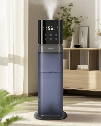 YOKEKON Humidifiers for bedroom,8L Humidifiers for Large Room,Ultrasonic Cool Mist Air Humidifier,Top Fill,5 Ambient Lights, Extended Tube, 360°Nozzle,Oil Diffuser, Humidity Control,12H Timer,Blue