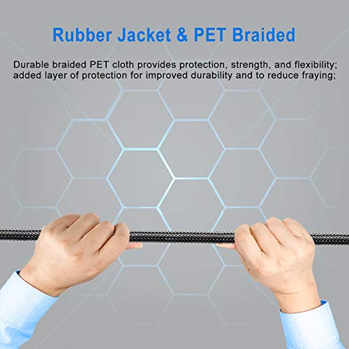 DVI Cable 6FT, DVI-D to DVI-D (24+1)- M/M Double Shielding Digital Cord with Two Ferrite Core and PET Braided for Gaming, DVD, Laptop, HDTV and Projector - Gold Plated