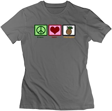 Erjran Peace Love Pineapple Women's Comfortable Short Sleeve T Shirt Color DeepHeather Size XXL