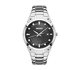 Seiko Men's Solar Silvertone Watch With Diamond Accents