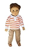 Brittany's My Orange Striped Top and Khaki Pants Compatible with American Girl Boy Dolls- 18 Inch Boy Doll Clothes (Logan Doll is not Included)