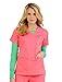 Med Couture Women's Heidi Scrub Top, Apricot/Key Lime, S