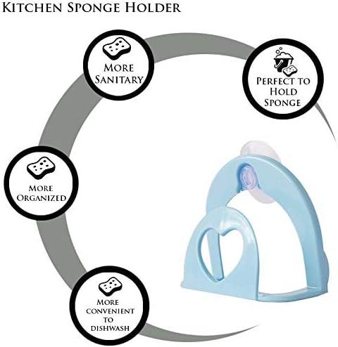 Skykitchen Kitchen Sponge Holder,Bathroom Sponge soap Water draining Hanging Holder - Plastic (Blue)