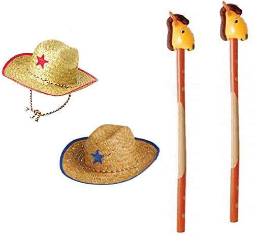 Novelty Treasures Costume Play Set Child Western Cowboy Hat and Riding Stick Horse Inflate (2 Sets) - Thumbnail 5
