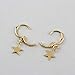 Huggie Dangle Hoop Earrings, Small Gold Silver Star Moon Earrings with Trendy Style for Women Ear Piercing Simple Jewelry, 4 Pairs