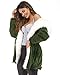 Roiii Women Thicken Warm Winter Coat Hood Parka Overcoat Long Jacket Outwear,Amry Green,XX-Large