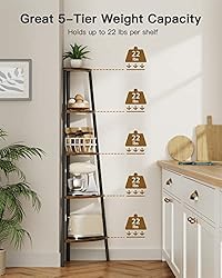Pipishell Corner Shelf, 5 Tier Bookshelf