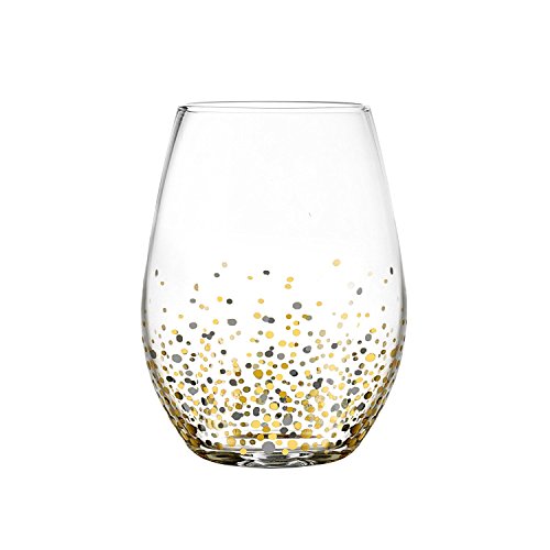 Fitz and floyd 229709-4st confetti black stem less glas…