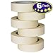 TIANBO FIRST Masking Tape 1.41 Inch Wide Thin Beige White Painters Masking Tape Bulk for Painting Home Office School Stationery, 1.41 Inches x 60 Yards, 6 Rolls