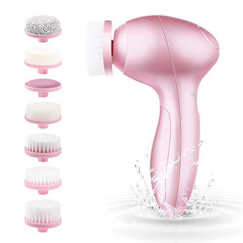 Electric Facial Cleansing Brush 7 in 1, Skin Spin face Brush for Deep Cleaning, Gentle Exfoliating, Blackhead Removing, Pearl Pink, Battery Operated - Thumbnail 7