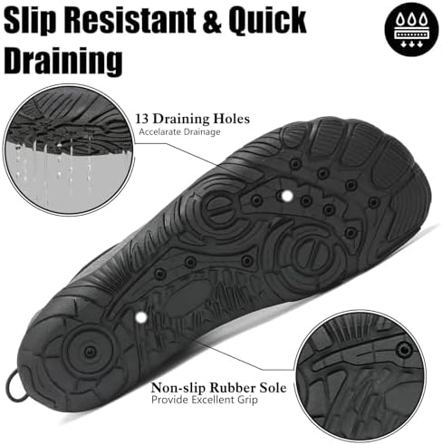 Zapatos de Playa y Natación Hombre Mujer Zapatillas de Agua Antideslizantes Ligeras Secado Rápido Gris 42 EU