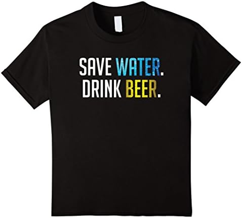 unisex-child Save Water Drink Beer Funny T-shirt 12 Black