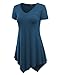 MBJ WT638 Short Sleeve Shirts for Womens Tops Casual V-Neck Summer Clothes Asymmetrical Tunic Blouses XXXL Teal