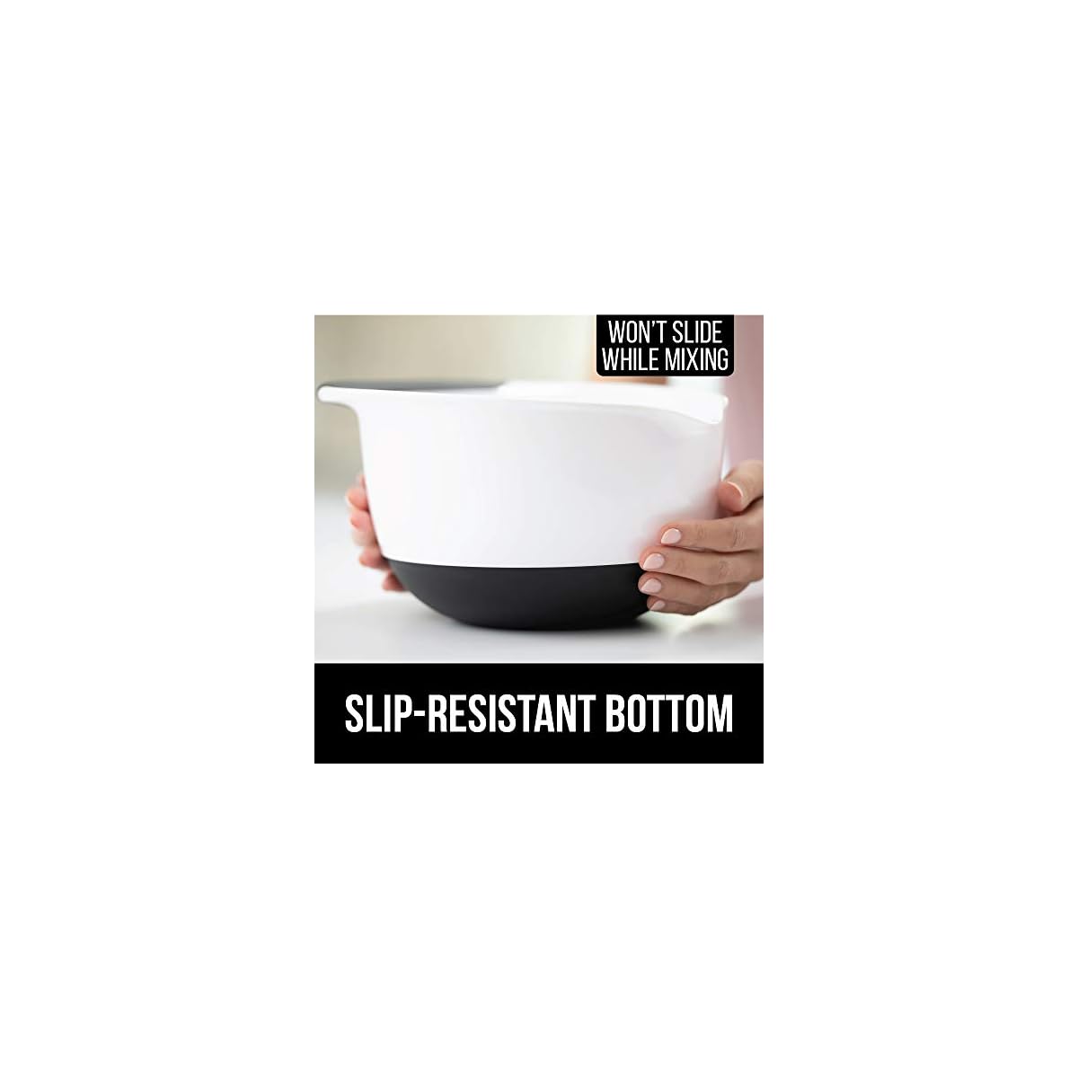 Gorilla Grip Mixing Bowls Set of 2, Slip Resistant Bottom, Includes 5