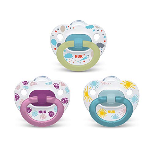 NUK Orthodontic Pacifier Value Pack, Girl, 0-6 Months (Pack of 3)