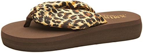 WODEBUY Women's Silk Straps Quick Dry Light-Weight Flip-Flop (11 B(M) US, Brown)