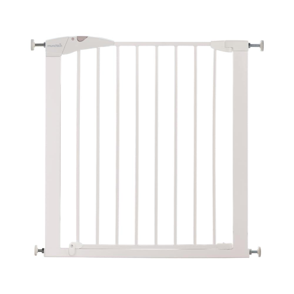 Munchkin Stair Gate Maxi Secure Toddler & Baby Gate 76-82cm extends up to 117cm with separately sold extensions | Pressure Fit Baby Safety & Dog Gate for Doorways | No-Screw Install Child Gate, White