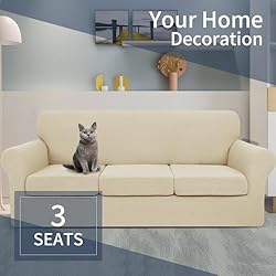 JIVINER Newest 4 Pieces Couch Covers for 3 Cushion
