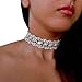 Ikevan Women Punk Style Alloy Crystal Rhinestone Golden Chain Necklace Choker (Silver)