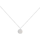 Round Gold Coin Pendant Necklace for Women Girls 925 Sterling Silver 18K Gold Plated Simple Small Full Moon Minimalist Geometric Disk Circle Chain Delicate Choker Jewelry BFF Fashion Gifts Box
