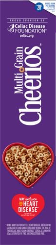 MULTI GRAIN CHEERIOS HEART HEALTHY CEREAL, 18 OZ FAMILY SIZE CEREAL BOX