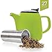 Tealyra - Daze Ceramic Teapot in Lime - 27-ounce (2-3 cups) - Small Stylish Ceramic Teapot with Stainless Steel Lid and Extra-Fine Infuser To Brew Loose Leaf Tea