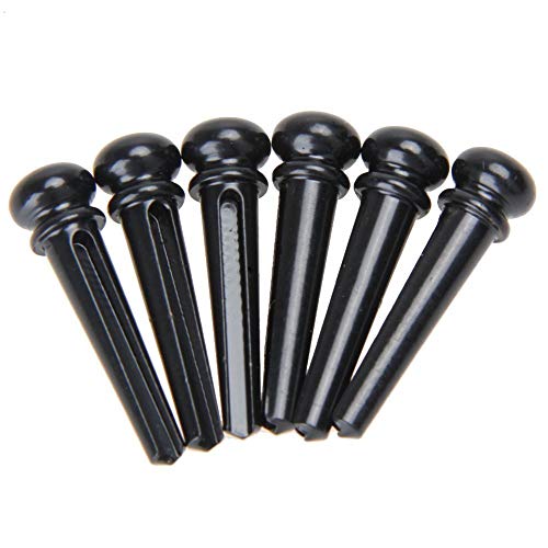 6 Pieces Guitar Bridge Pins, Brass Pin Acoustic Guitar Strings Nail Pegs Fixed Cone, Replacement Parts for Acoustic Folk Guitar (Black) - Thumbnail 5