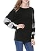 Allegra K Women's Color Block Scoop Neck Oversize Batwing Tunic Tops Black M (US 10)