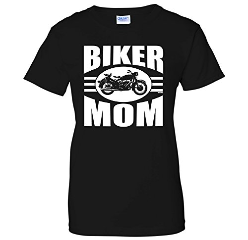 Biker Mom - Motorcycle Riding Mama- Swift PIgeon Womens T-Shirt (Medium Black)