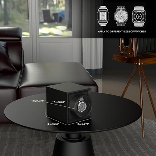 DUKWIN Watch Winder Single,Automatic Watch Winder Box Portable Watch Winders for 1 Watches with Quiet Japanese Motor,Adjustable Watch Pillow,Dual Power Supply for Travel