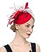 Cizoe Fascinators Hats 20s 50s Hat Pillbox Hat Cocktail Tea Party Headwear with Veil for Girls and Women(B-red)