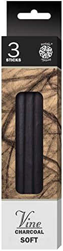 Pentalic Art Vine Charcoal 3 Sticks Per Package, Soft