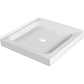 Fine Fixtures Double Threshold Acrylic Shower Base - Non-Slip Textured Surface Shower Floor Pan 42" x 42" in White