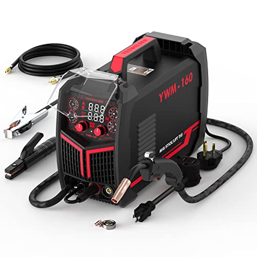 YESWELDER Gas Gasless 160A multiprocess MIG Welder，Flux Cored/MIG/Lift TIG/Stick ARC Welder 4 in