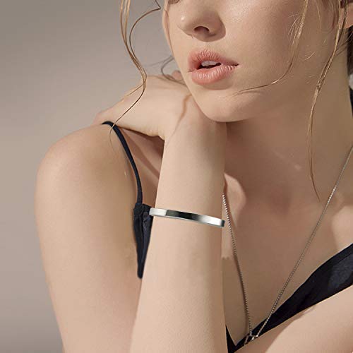 TONY & SANDY Inspirational Gifts Bracelet Cuff Bangle Mantra Quote Positive Saying Engraved Stainless Steel Silver Motivational Friendship Encouragement Jewelry for Teen Girls Kids Men - Thumbnail 2