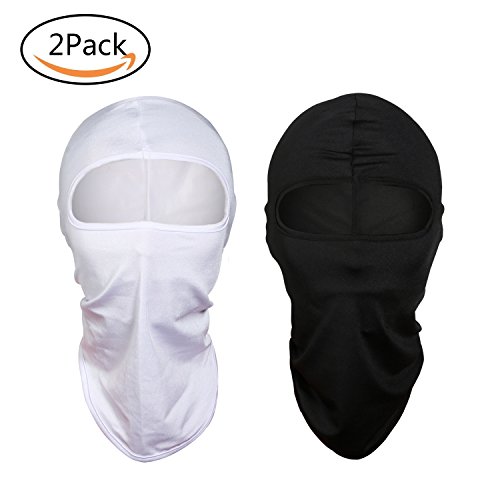 Balaclava Ski Face Mask for Women Men Windproof Motorcycle Tactical Balaclava with Hood Moisture Wicking sun protection for fishing running skiing Cycling Hiking airsoft [2 Pack] (Black+White)